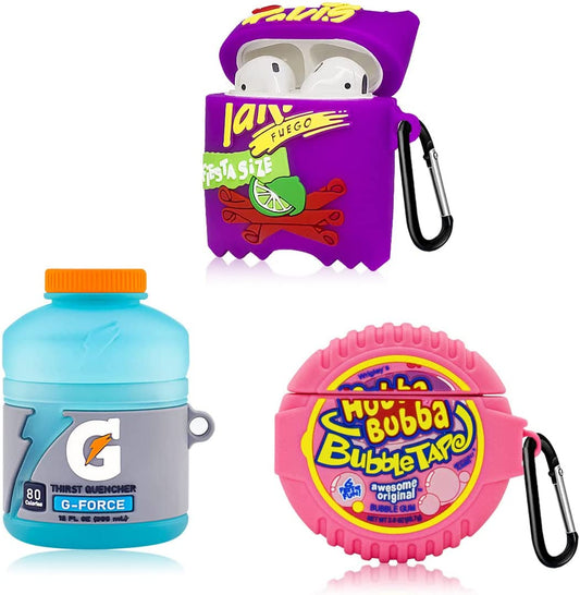 [3Pack]Cute Airpod Case for Airpod 2/1, 3D Cartoon Kawaii Bubble Gum&Sport Water&Purple Potato Airpods Cover Food Design Girl Boys Fashion Fun Protective Skin Accessories Silicone Case for Airpods 1&2  YIPINJIA   