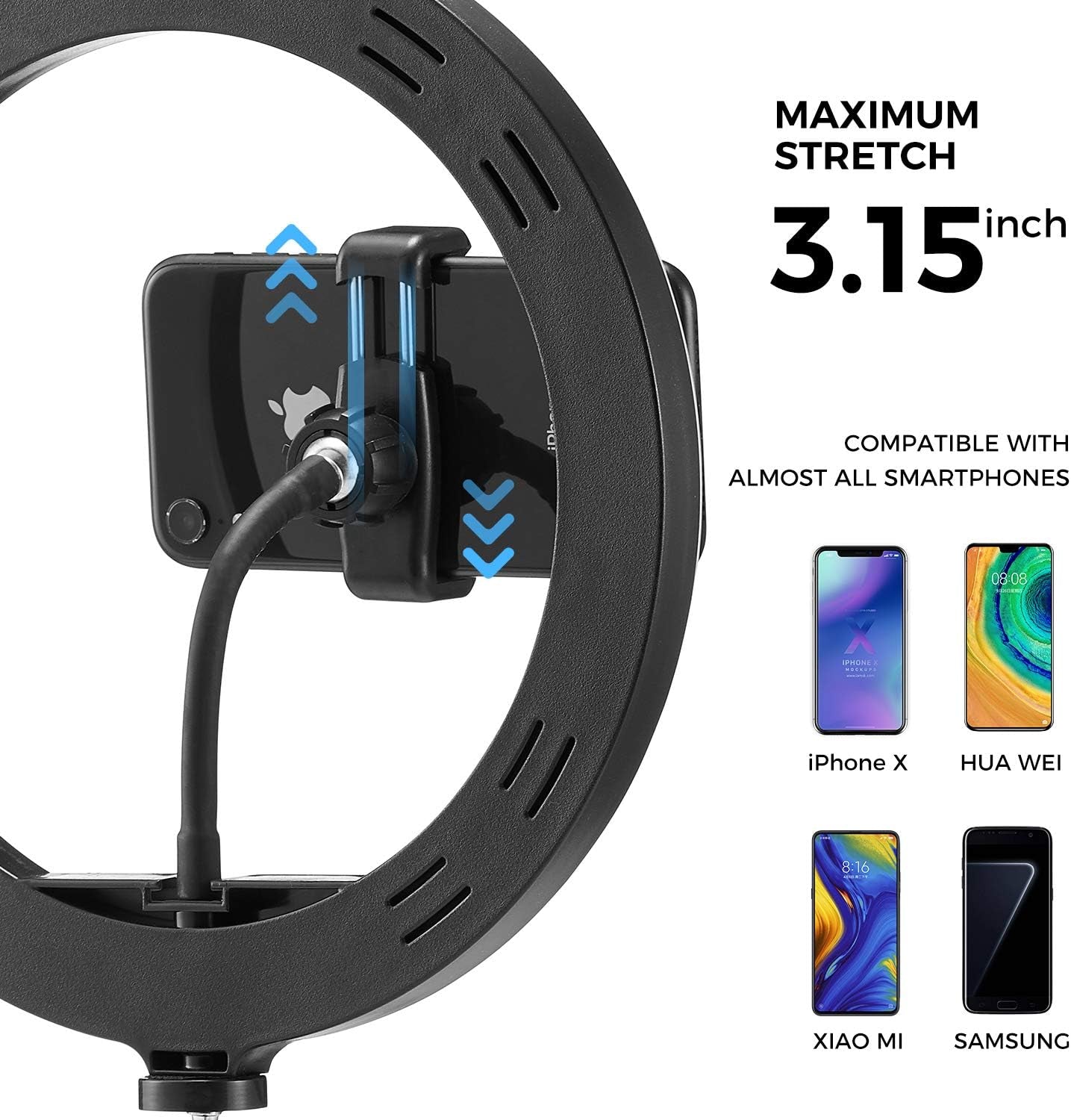 Selfie Ring Light 10" with Tripod Stand and Phone Holder Portable Desk Makeup LED Ring Light with 3 Lighting Colors and 10 Brightness for Photography/Makeup/Video/Live Streaming  Evanee   