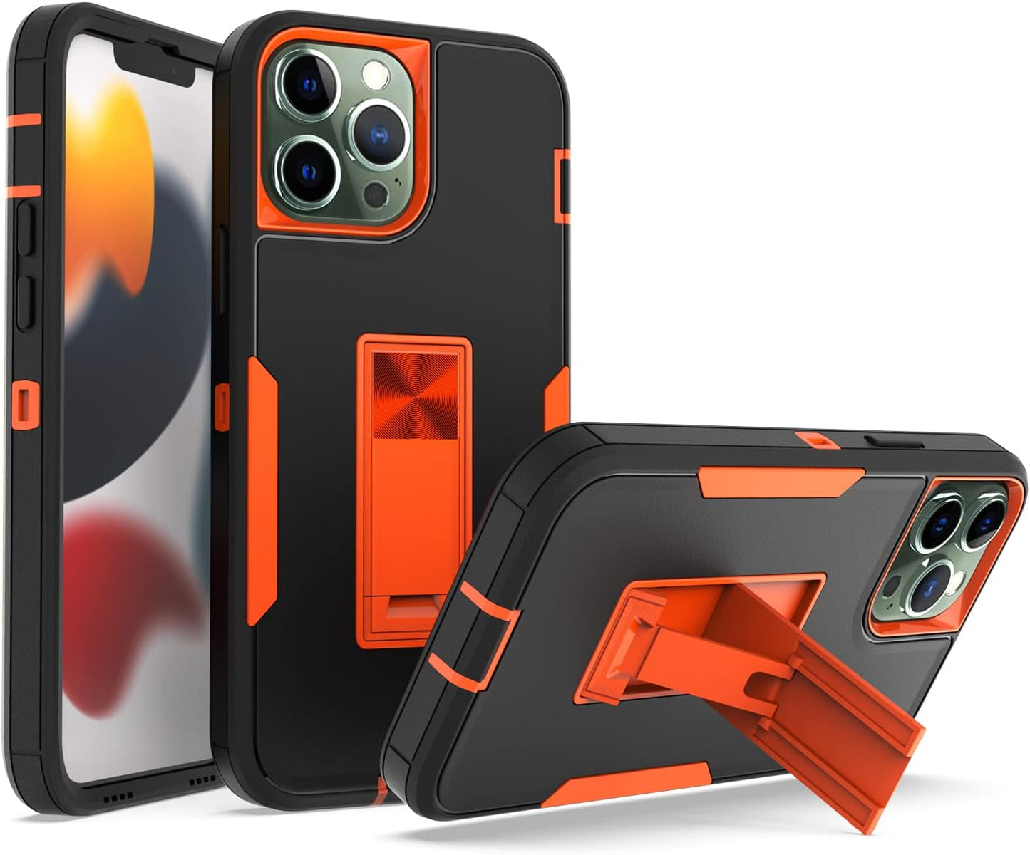 Wulibox Professional Design for Iphone 12 Pro Max Case with Stand, Military-Grade Drop Protection, Fit for Magnetic Car Mount, Upgrade Hard Pc&Premium Soft TPU Kickstand for Men Women (Cyan)  Wulibox Black-Orange  