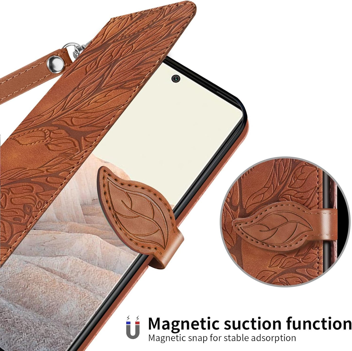 Varohix Google Pixel 6 Wallet Case with Card Holder/Slot,Pu Leather Folio Flip Shell [Kickstand][Magnetic Closure][Wrist Strap] Shockproof Cover Fit Google Pixel 6(6.4''),Brown  Varohix   