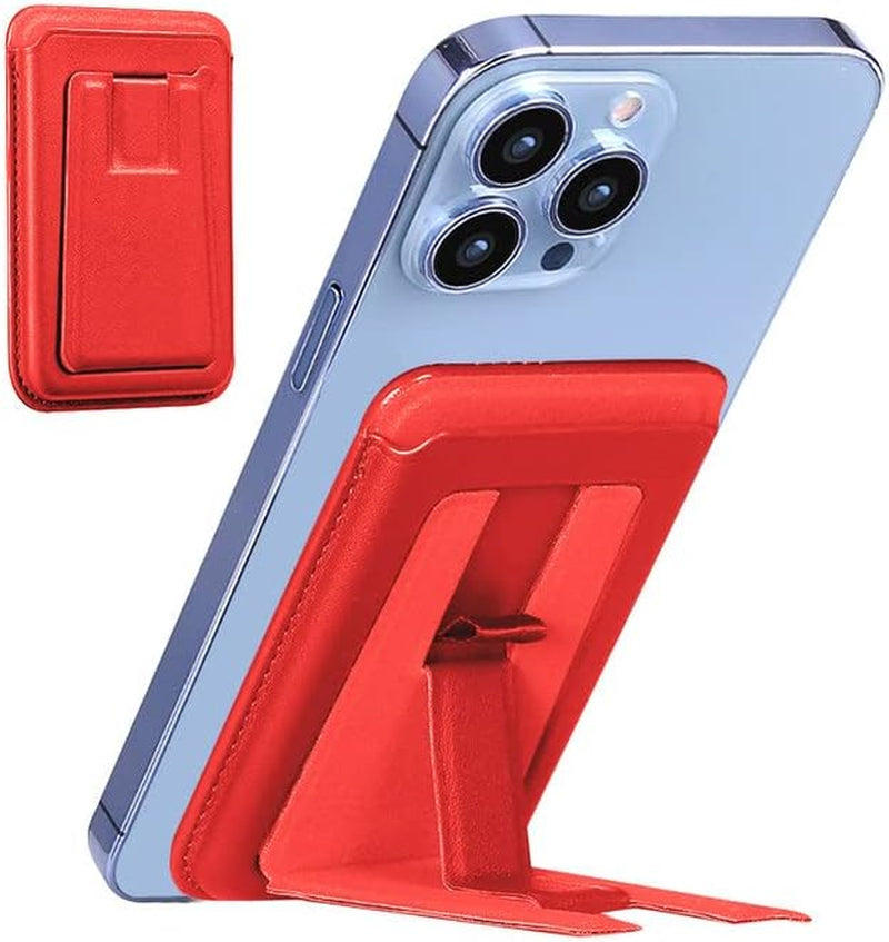 Gyizho Magnetic Card Wallet Holder with Magsafe for Iphone 14 Pro Max/14 Plus/14 Pro/14, for Iphone 13 Pro Max/13 Pro/13/13 Mini, for Iphone 12/12 Pro/12 Max/12 Mini,Midnight  Gyizho Stand-Red  