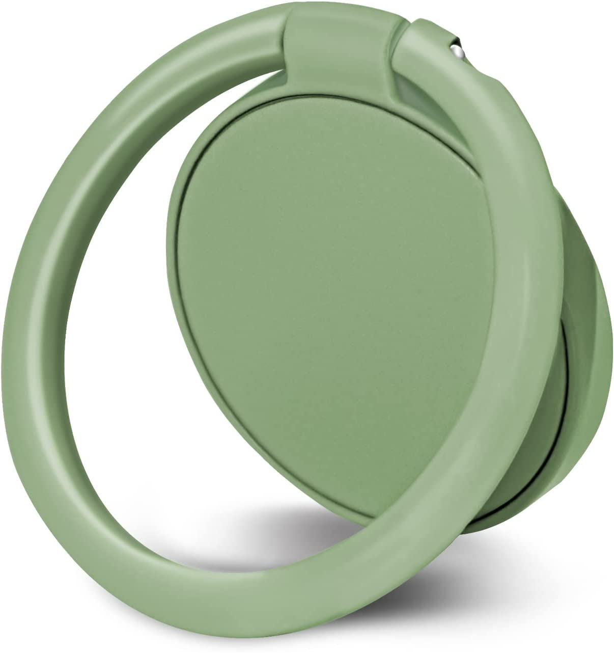 Naiadiy Zinc Alloy Cell Phone Ring Holder Finger Ring Stand, 360 Degree Rotation Kickstand Grip Holder (Square/Gold)  Naiadiy Circular/Matcha Green  