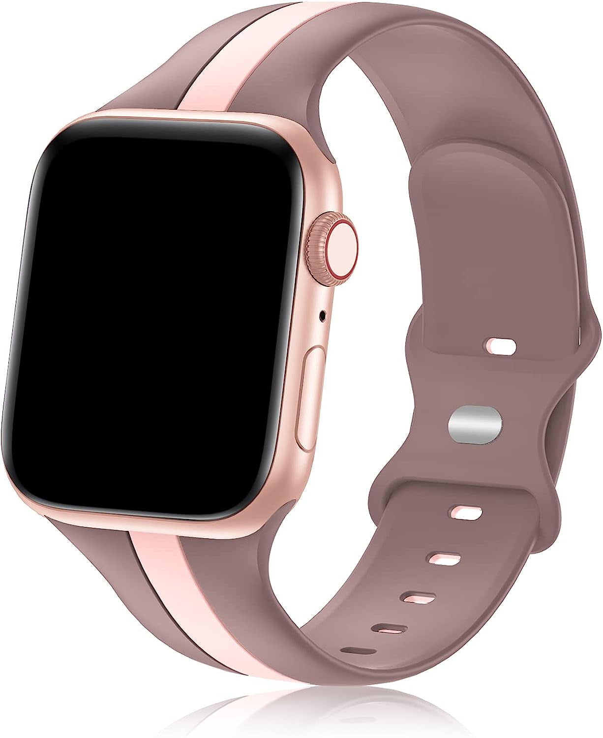 Designer Sport Band Compatible with Apple Watch Iwatch Bands 38Mm 40Mm 41Mm 42Mm 44Mm 45Mm 49Mm Men Women, Soft Silicone Strap Wristbands for Apple Watch Series 8/7/6/5/4/3/2/1/Se/Ultra  seizehe Purple Pink 38mm/40mm/41mm 