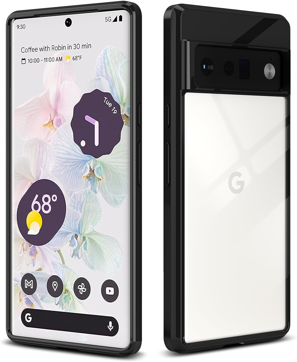 Meliya for Google Pixel 6 Case, Soft TPU Bumper with PC Hard Back Shockproof Anti-Scratched Phone Case Cover for Google Pixel 6 (Clear)  Meliya Black Google Pixel 6 Pro 