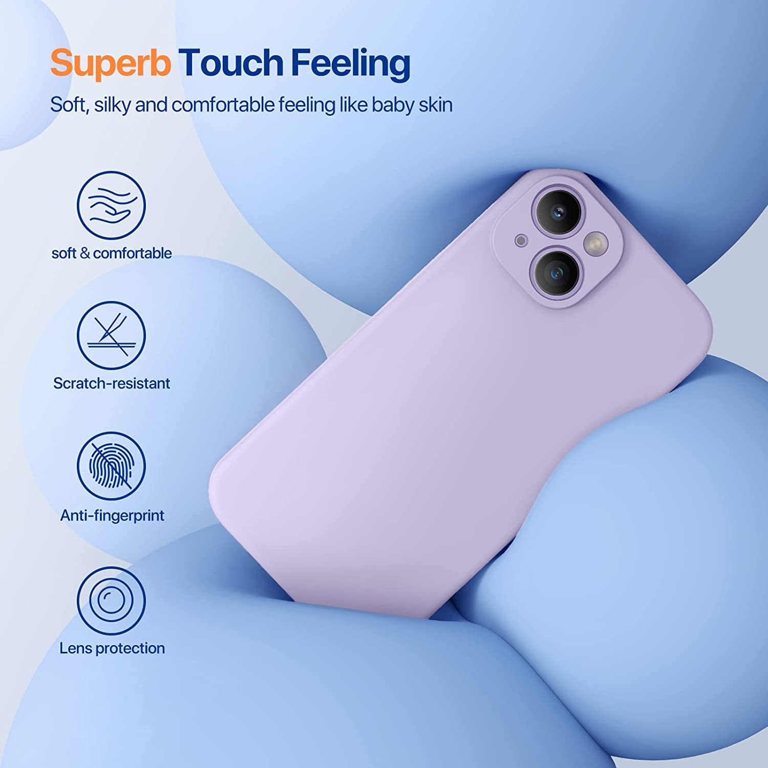 Miracase Designed for Iphone 14 Case with Screen Protector,[Upgraded Enhanced Camera Protection],Shockproof Liquid Silicone Case with Microfiber Lining, 6.1 Inch,Aqua Purple  Miracase   