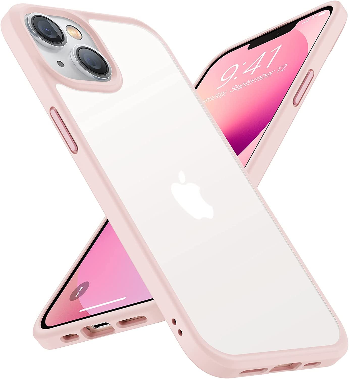 TORRAS Diamond Clear Designed for Iphone 14 Case [Never Yellowing] [Military Grade Anti-Drop] Hard PC Back Flexible Bumper Shockproof Protective Slim Phone Cover 6.1 Inch, Blue  TORRAS Pink  