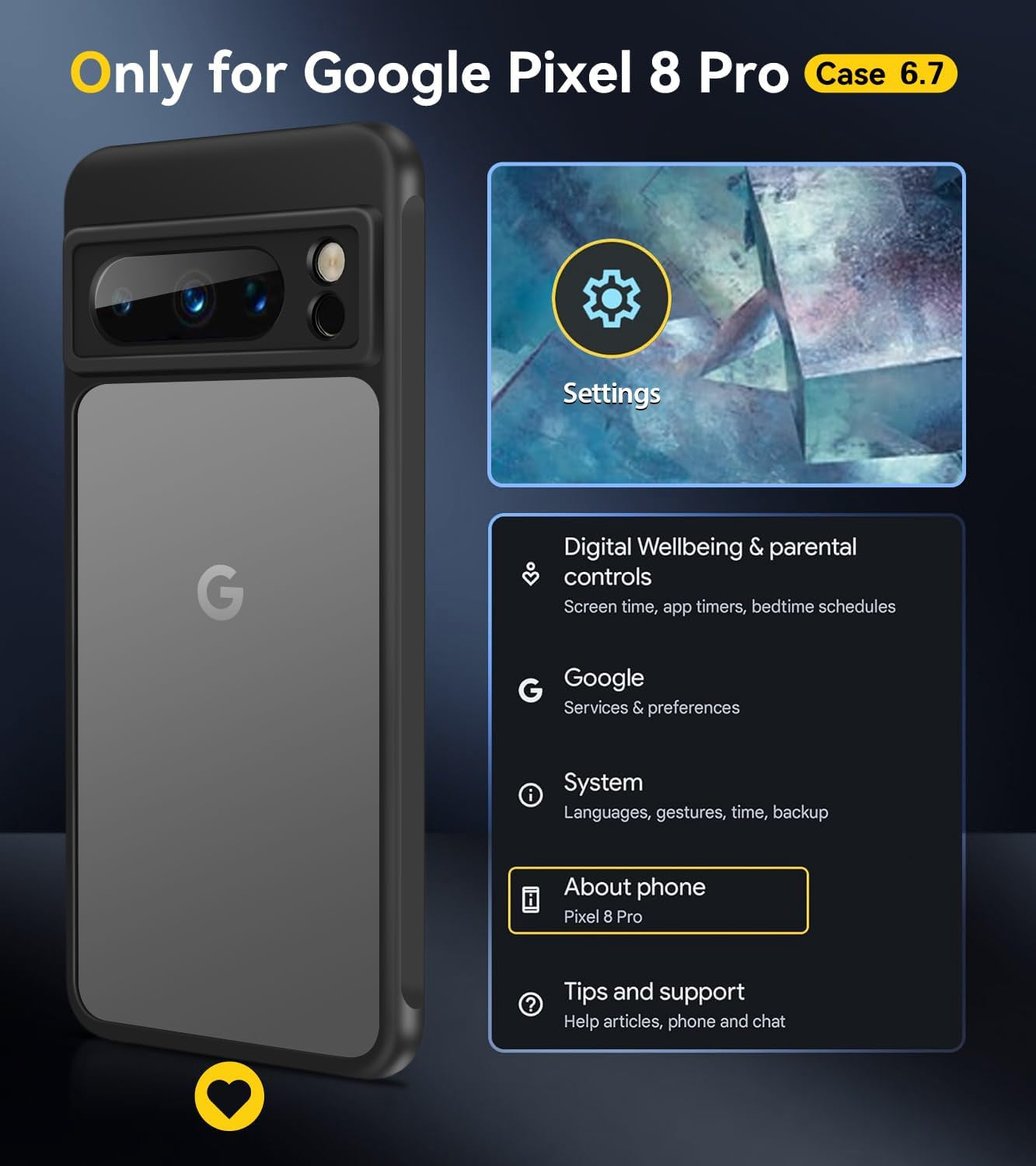 Ivoler Upgraded Shockproof for Google Pixel 8 Pro 2023, Military Grade Drop Protection, Silicone Google Pixel 8 Pro Case, Slim Thin Semi-Clear Google Pixel 8 Pro Phone Case, Black  ivoler   