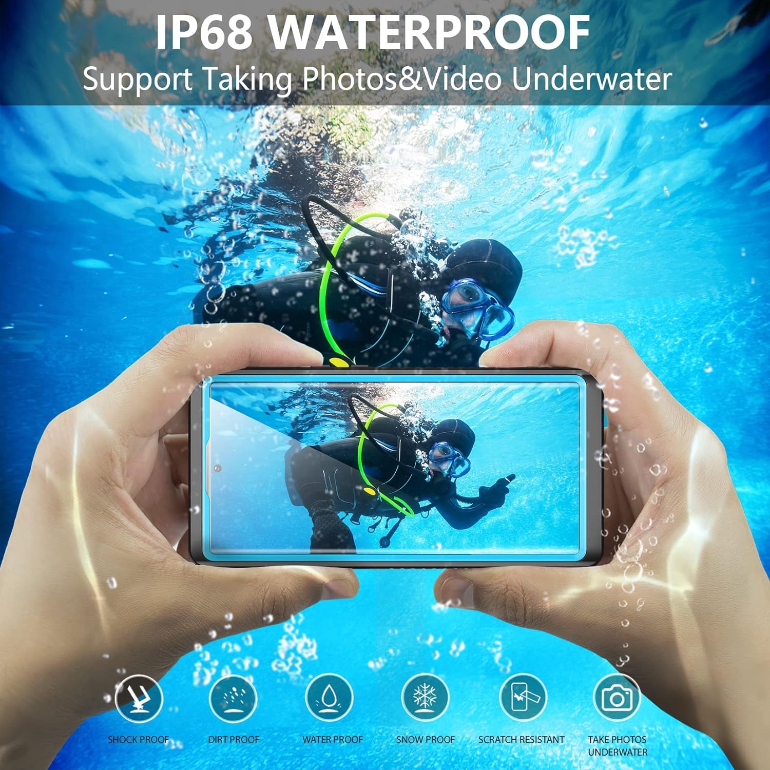 Temdan for Samsung Galaxy Note 20 Ultra Case Waterproof, Built in Screen Protector 360° Full Body Heavy Duty Shockproof IP68 Waterproof Note 20 Ultra Case for Samsung Note 20 Ultra 5G 6.9"-Blue  Temdan   