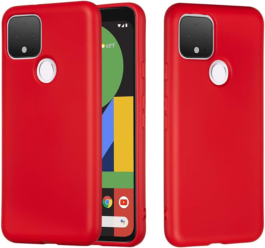 Mikikit Red Silicone Case for Google Pixel 4A 5G, Soft Rubber Gel Case Liquid Silicone Cover Cute Girl Anti-Dirty Case Matte Shockproof Protector Case for Google Pixel 4A 5G  Mikikit   