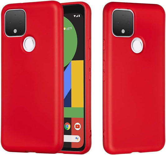Mikikit Red Silicone Case for Google Pixel 4A 5G, Soft Rubber Gel Case Liquid Silicone Cover Cute Girl Anti-Dirty Case Matte Shockproof Protector Case for Google Pixel 4A 5G  Mikikit   