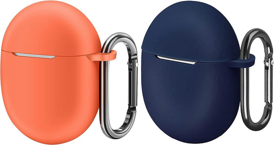 AHBTEYM for Google Pixel Buds Pro Case,Soft Silicone Case for Google Pixel Buds Pro 2022 Protective Earbuds Cover Skin with Carabiner Accessories-2 Pack(Coral Orange/Blue)  AHBTEYM   