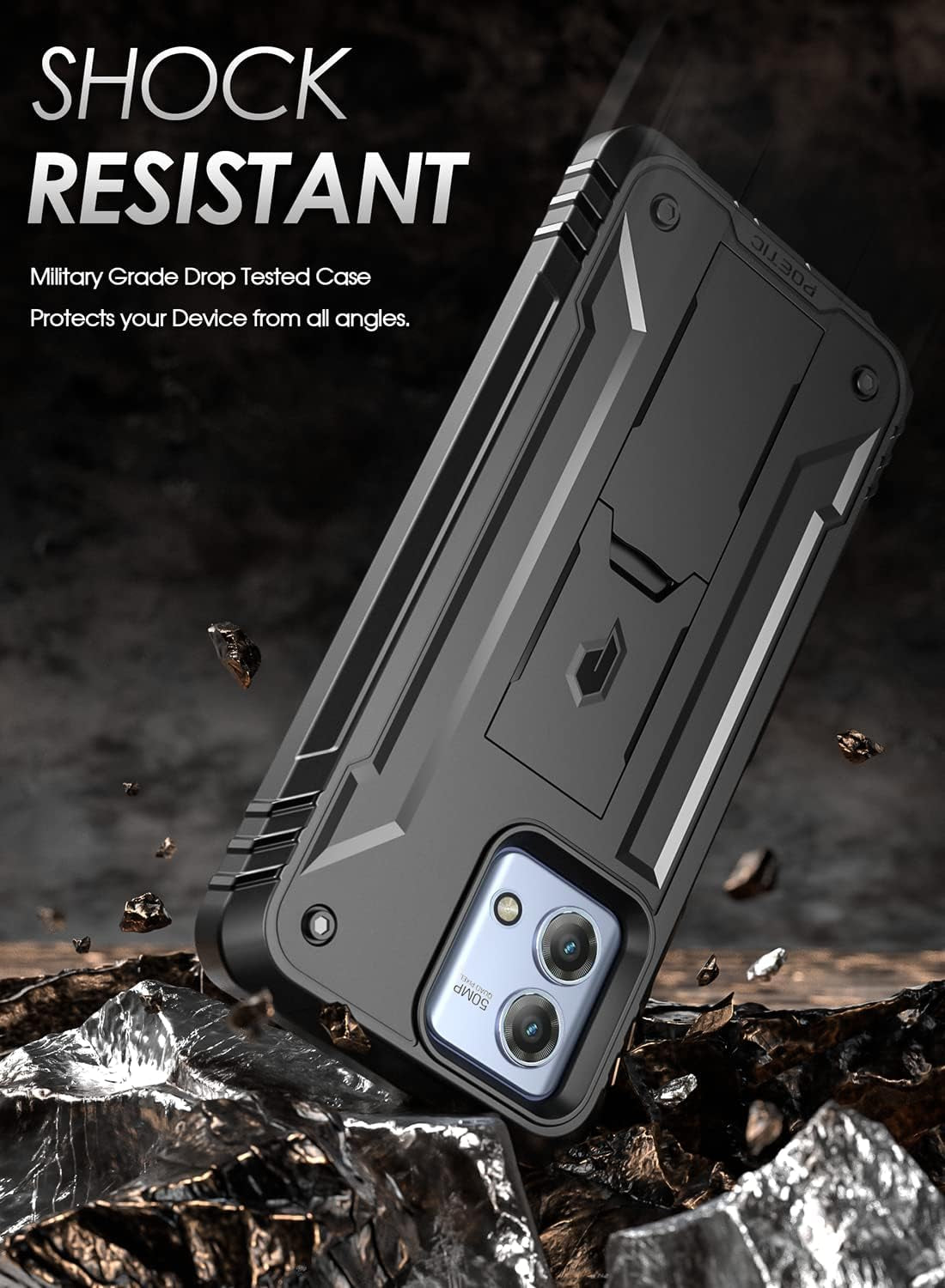 Poetic Revolution Case for Motorola Moto G Stylus 4G 2023 [Not Fit 5G Version], [20FT Mil-Grade Drop Tested], Full-Body Rugged Shockproof Cover with Kickstand and Built-In-Screen Protector, Black  Poetic   