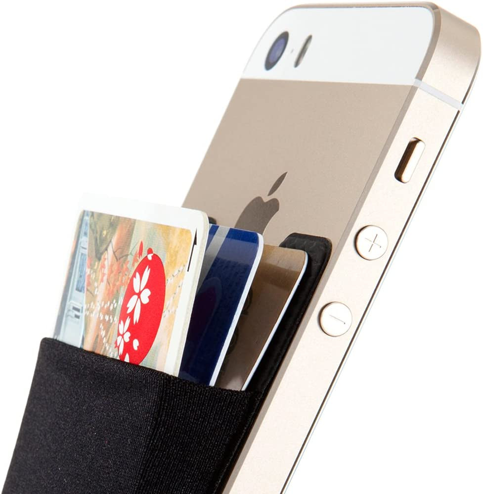 Sinjimoru Stretchy Magnetic Phone Wallet, Magnetic Card Holder for Back of Phone as Phone Wallet Stick on for Magsafe Wallet Compatible with Iphone 14 & 13 12 Series. M-Basic Black  Sinjimoru Co. Ltd Basic 2 Black Adhesive Wallet 
