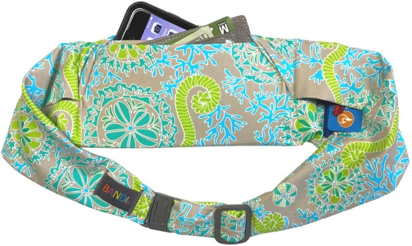 BANDI Large Travel and Running Belt, Securely Carry Keys, Phone, Medicine, Money or Food While You Exercise or Travel within Its Sleek 3 Pocket Design, Size 7.5 Inch by 3.5 Inch Black Solid One Size  BANDI WEAR LLC Sand Dollar  