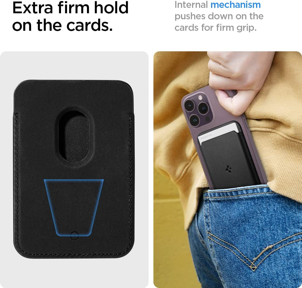 Spigen Valentinus (Magfit) Magnetic Wallet Card Holder 3-Cards Designed for Magsafe Compatible with Iphone 14, Iphone 13, Iphone 12 Models - Black  Spigen   