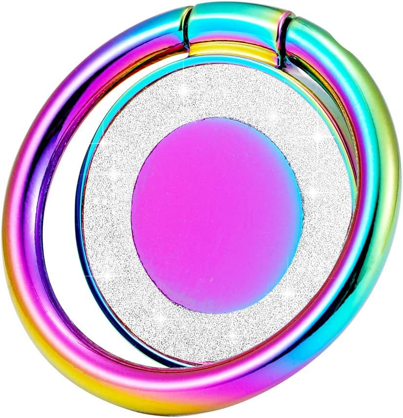 Lenoup Glitter Bling Bling Phone Ring Holder,Sparkle Phone Ring Kickstand, Cell Phone Finger Ring Grip for Almost All Phones/Pad(Silver)  lenoup Rainbow  