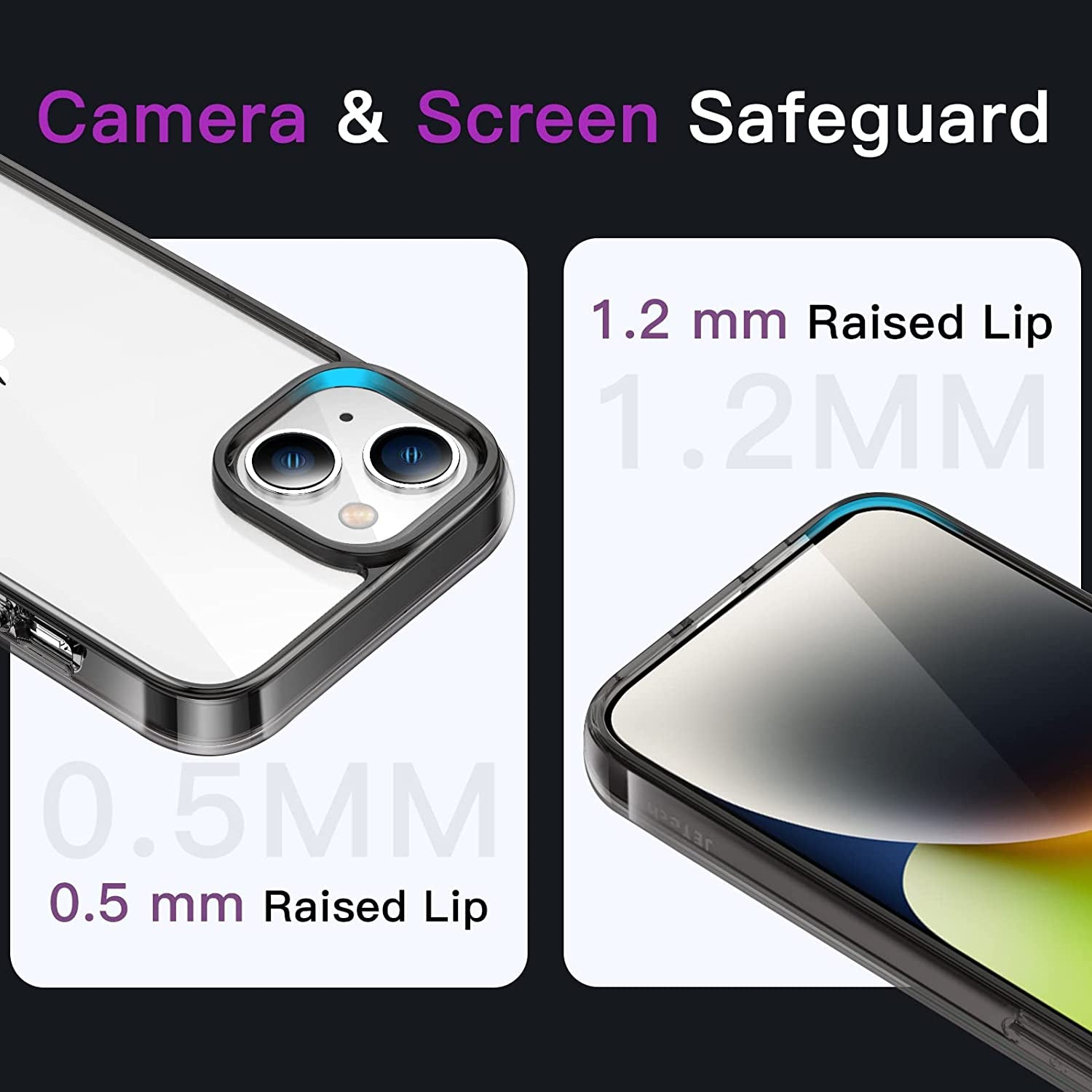 Jetech Case for Iphone 14 plus 6.7-Inch, Shockproof Phone Bumper Cover, Anti-Scratch Clear Back (Black)  JETech   