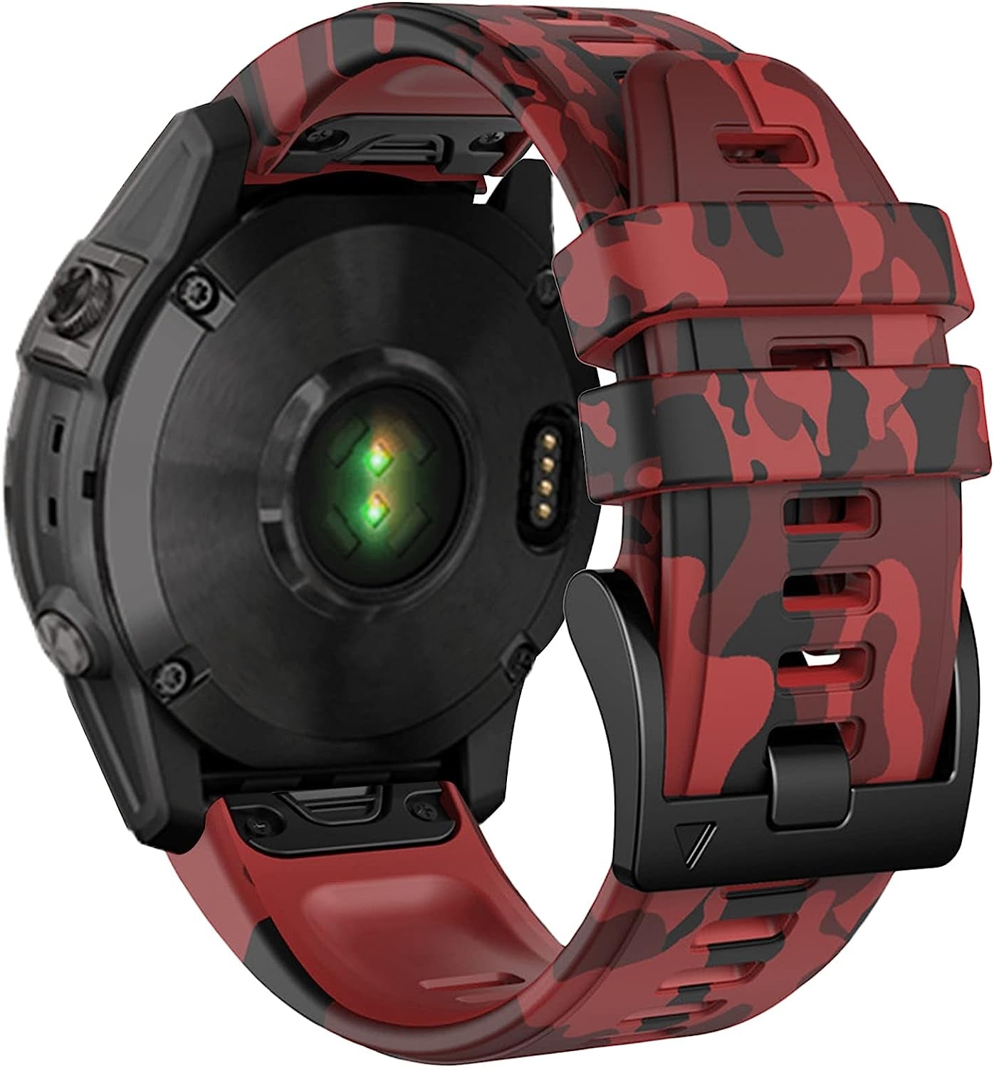 Bandkids 26Mm Camouflage Band for Garmin Fenix 5X /Fenix 6X /Fenix 7X Watch Band,Soft Silicone Waterproof Sport Quickfit Watch Bands for Garmin Fenix 6X Pro/5X Plus/Fenix 3/3 Hr/Enduro/Tactix Delta  Bandkids Red  