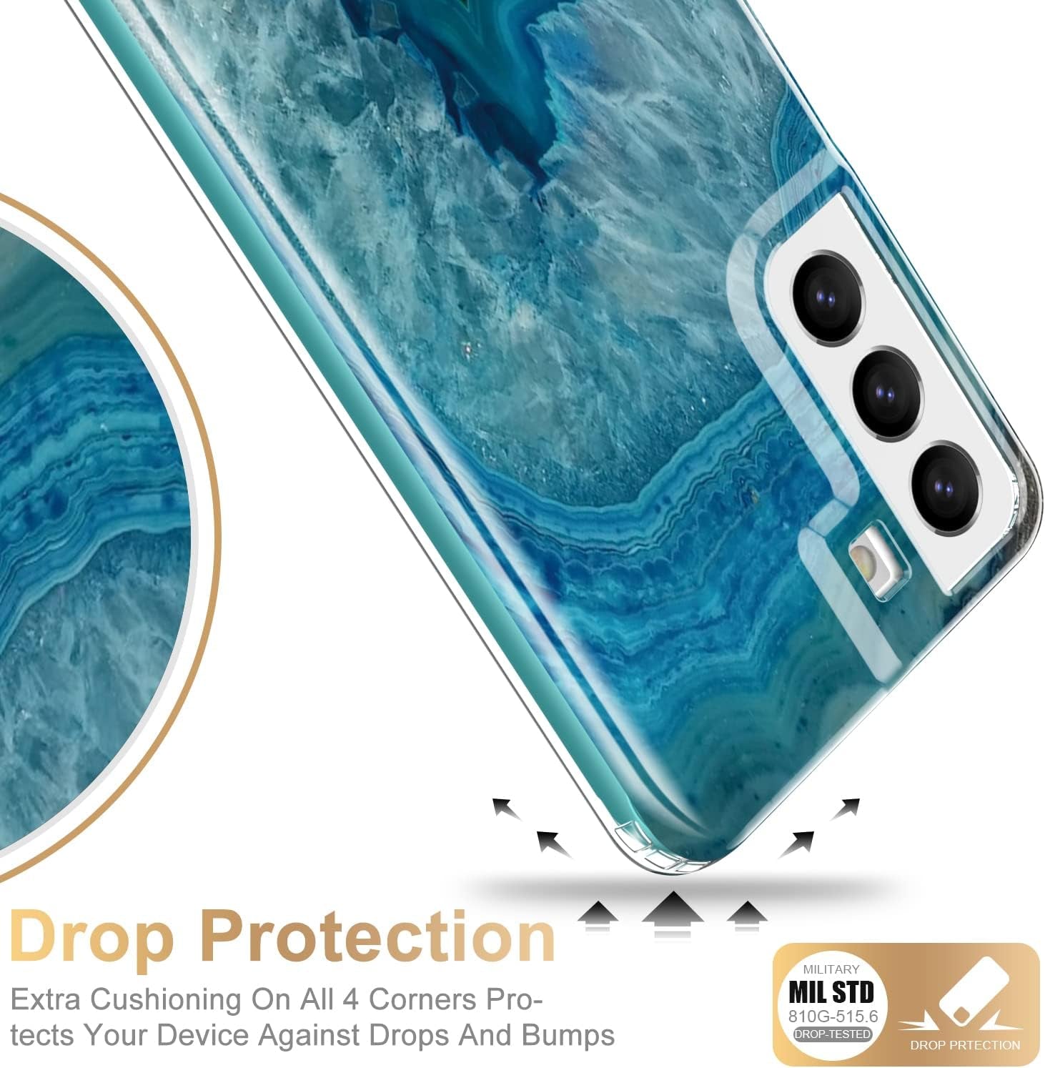 Esdot for Samsung Galaxy S22 plus Case,Military Grade Passing 21Ft Drop Test,Rugged Cover with Fashionable Designs for Women Girls,Protective Phone Case for Galaxy S22+ plus 6.6" Agate Stone  Esdot   