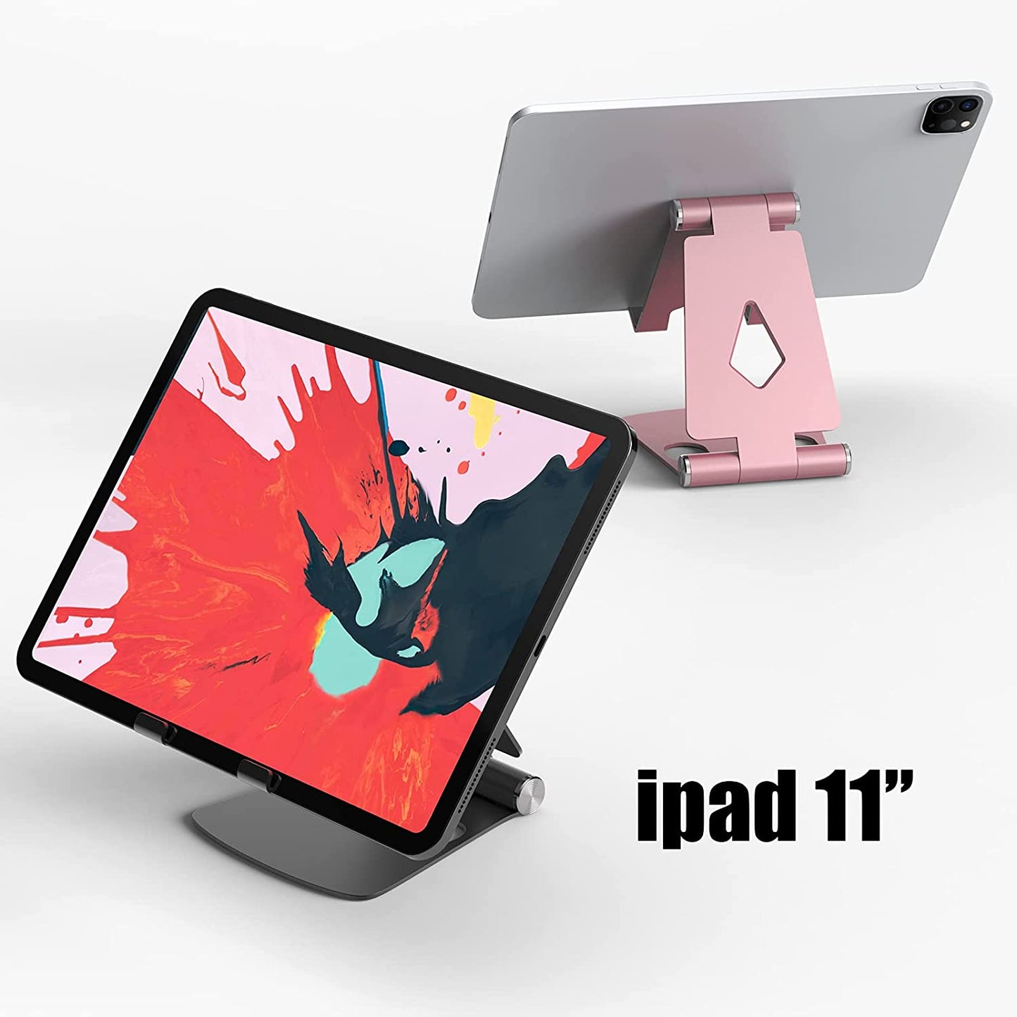 JIUCAIE 2Pack Cell Phone Stand for Angle Height Adjustable Desk Sturdy Aluminum Metal Cute Phone Holder for Iphone,Ipad, Mobile Phone, All Android Smartphone,Desktop  JIUCAIE   