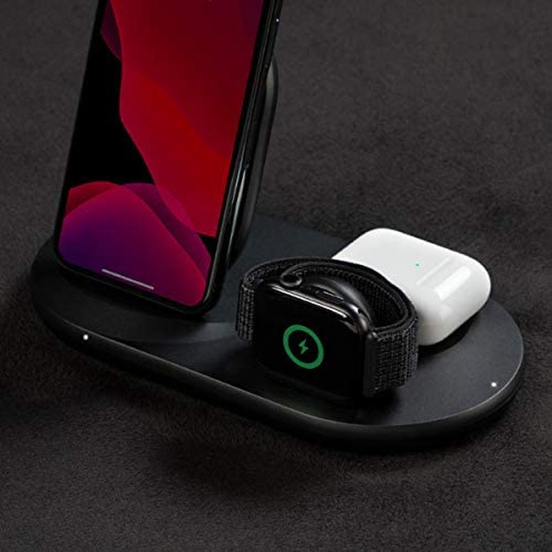 Belkin 3-In-1 Wireless Charger - Fast Wireless Charging Stand for Apple Iphone, Apple Watch & Airpods - Iphone Case Compatible Qi Charger - Wireless Charging Station for Multiple Devices - Black  Belkin   