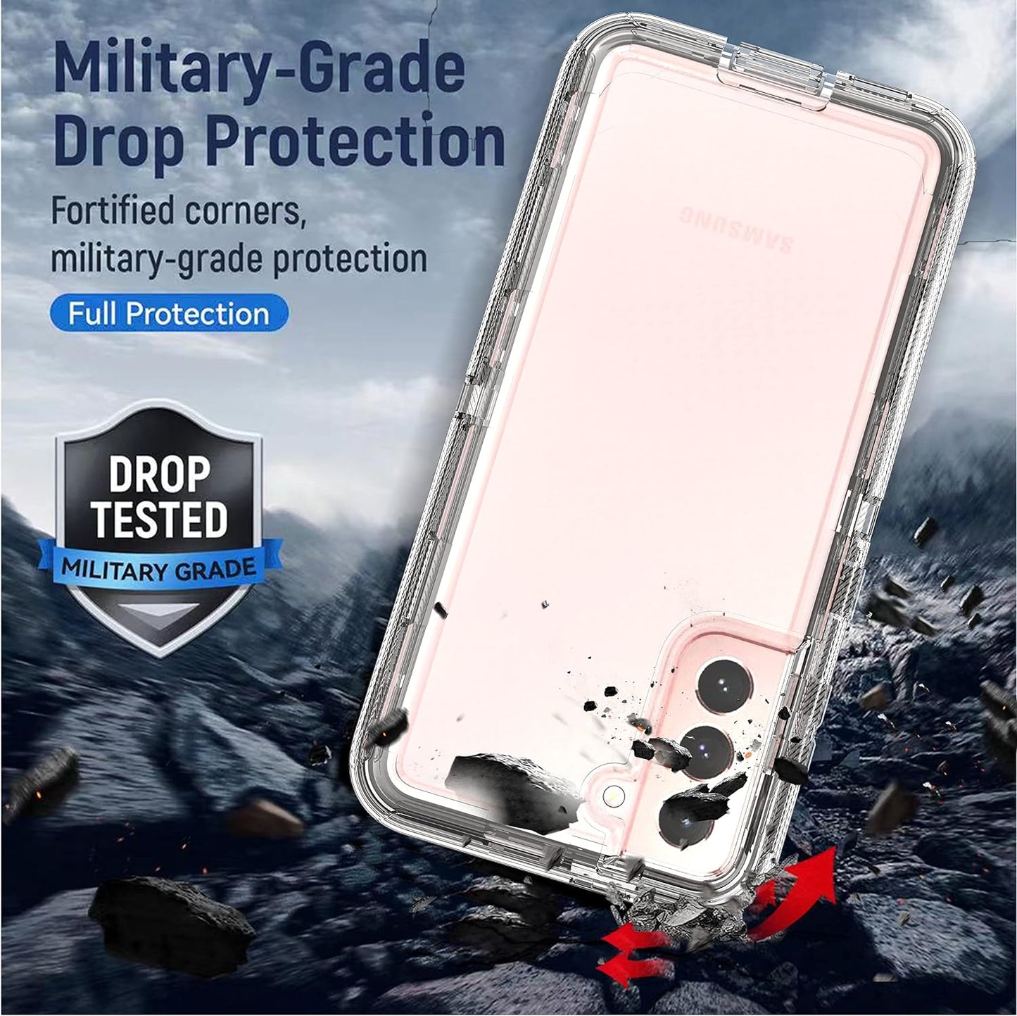 Ymhxcy Galaxy S21 Case, Drop 3 Layer Durable Cover (No Screen Protector) Solid Rubber Case / 16Ft Test Clear Case for Samsung Galaxy S21-Crystal Clear  YmhxcY   