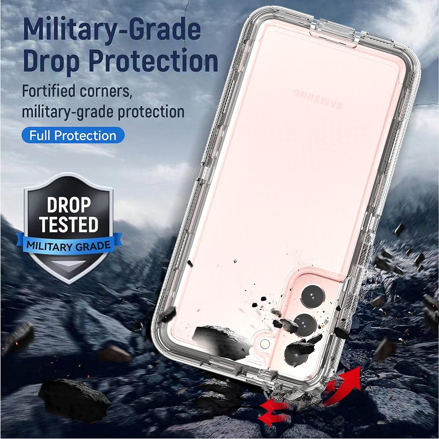 Ymhxcy Galaxy S21 Case, Drop 3 Layer Durable Cover (No Screen Protector) Solid Rubber Case / 16Ft Test Clear Case for Samsung Galaxy S21-Crystal Clear  YmhxcY   