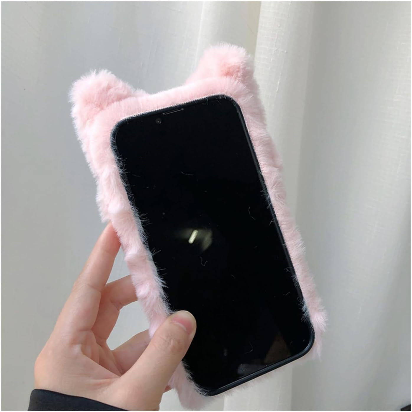 SINQERISHT Furry Plush Case for Samsung Galaxy S21 Phone Case Fluffy Girls Cute Winter Warm Hair Handmade Cat Cover Shockproof Protective Kawaii Cover for Girls Women(Pink)  SINQERISHT   