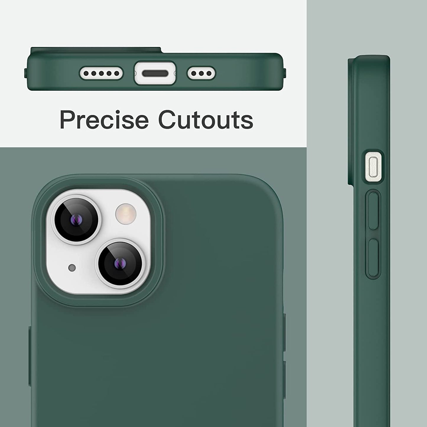 Jetech Silicone Case for Iphone 14 6.1-Inch, Silky-Soft Touch Full-Body Protective Phone Case, Shockproof Cover with Microfiber Lining (Midnight Green)  JETech   