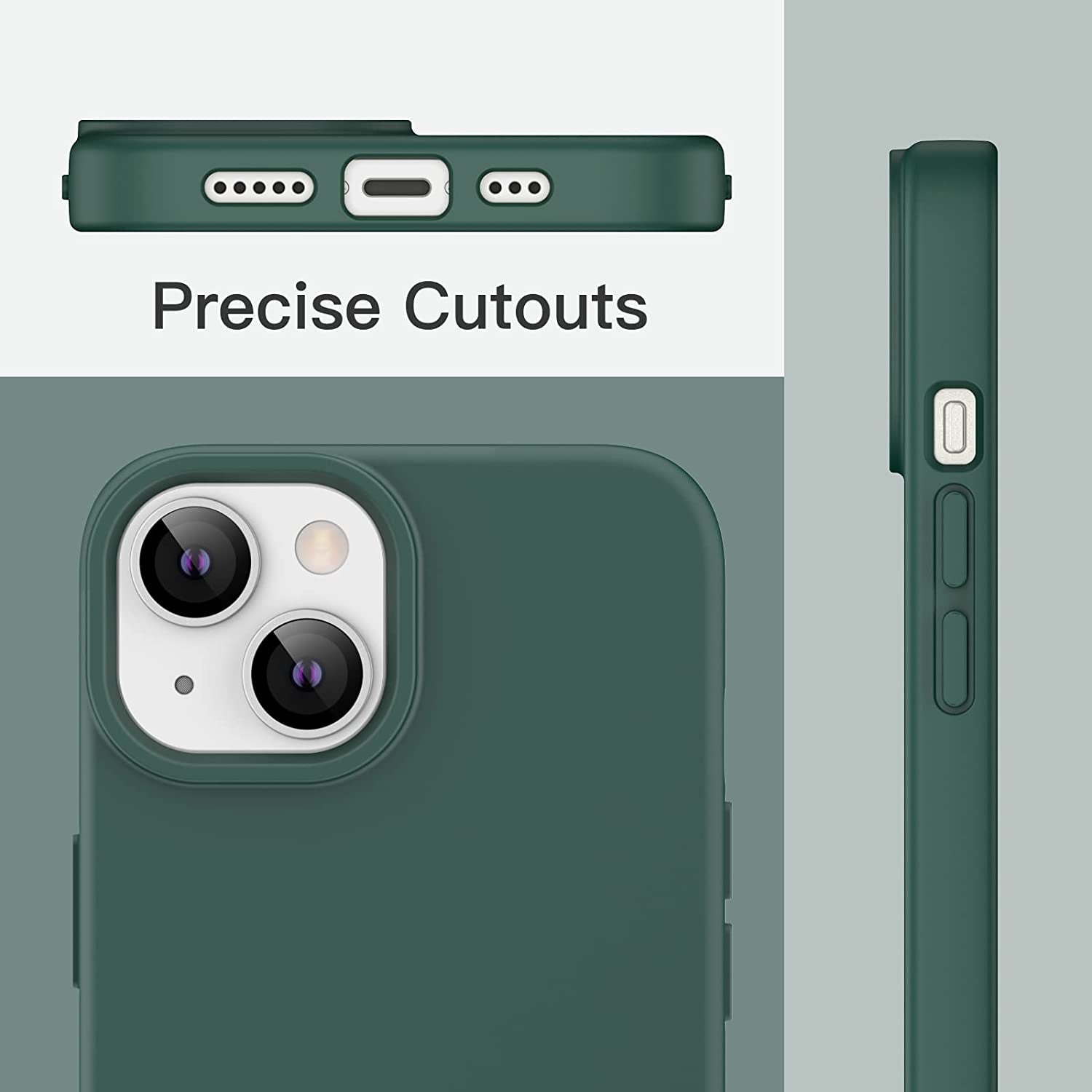 Jetech Silicone Case for Iphone 14 6.1-Inch, Silky-Soft Touch Full-Body Protective Phone Case, Shockproof Cover with Microfiber Lining (Midnight Green)  JETech   