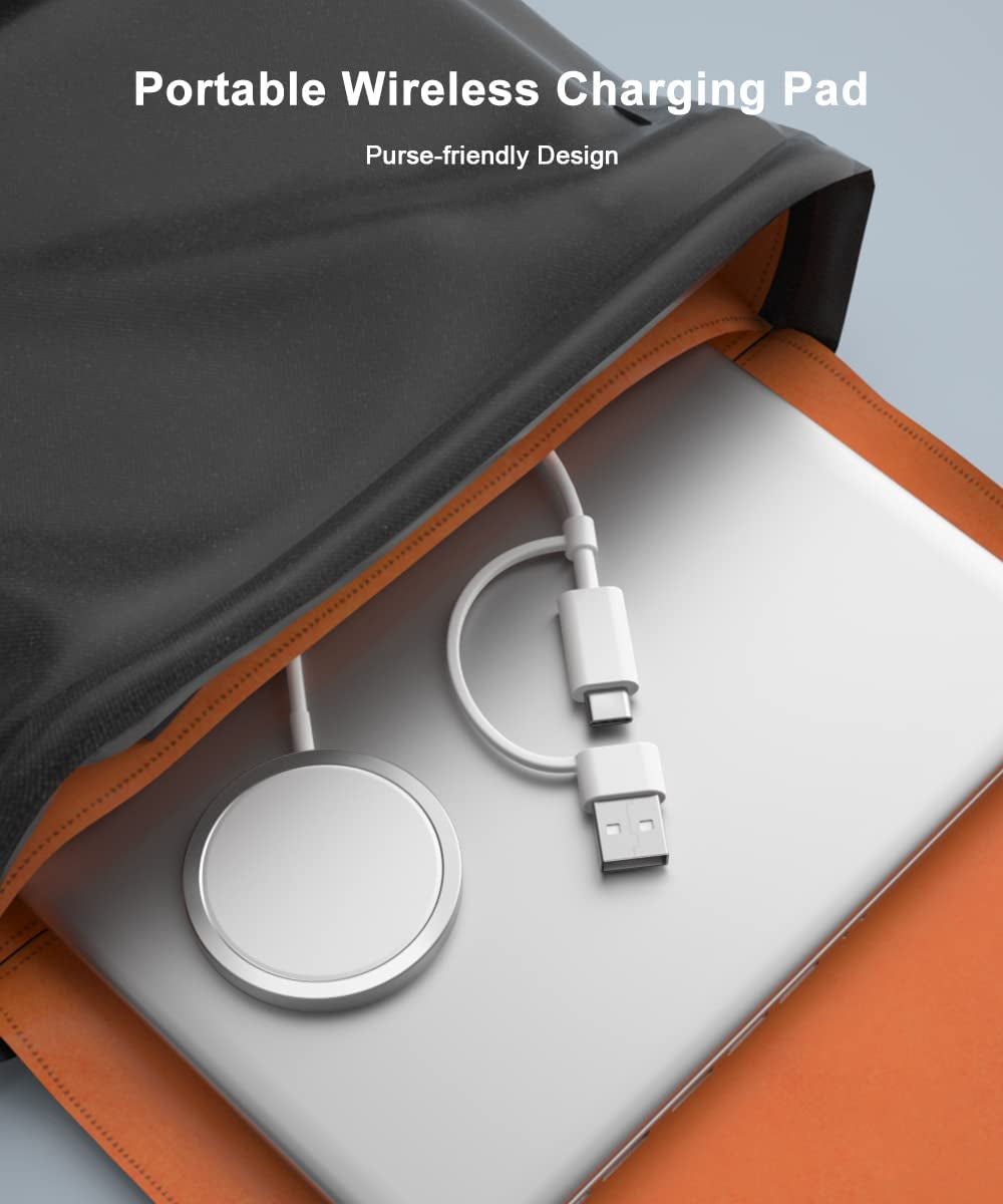 Basesailor Magnetic Wireless Charger with USB C Adapter,Portable Travel Cordless Qi Fast Charging Pad for Magsafe,Iphone 13 12 11 14 Pro Max Mini,Se XR Xs,Airpods,Samsung Galaxy S23 S22 Z Fold Flip  Basesailor   