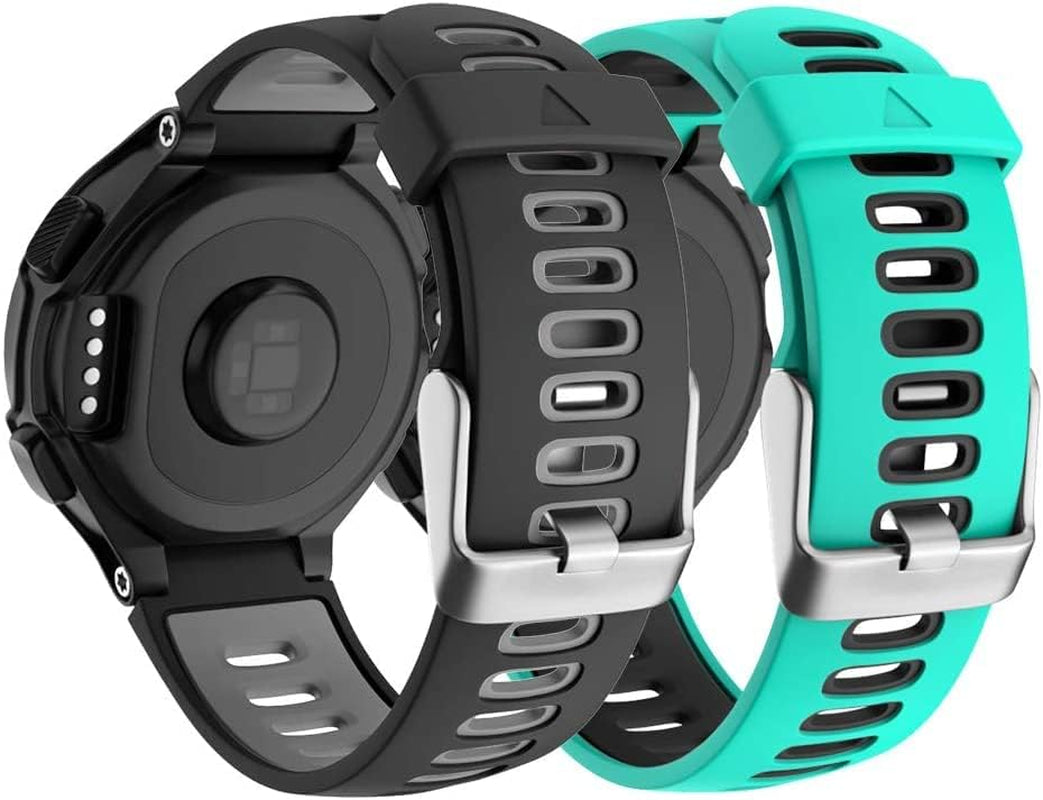 ISABAKE Watch Band for Garmin Forerunner 735Xt/230/220/235/620/630,Compatible with Garmin Approach S20/S5/S6,Soft Silicone Replacement Wristbands with Metal Buckle,One Size (Army Green)  Isabake Black/Mint Green  