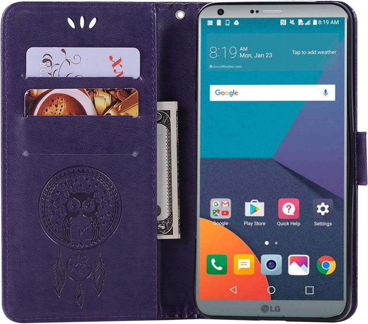 SCIMIN Leather Case for LG G6,Wallet Case for LG G6,PU Leather Embossed Floral Flip Case with Credit Card Holder for LG G6  SCIMIN TECH Purple  