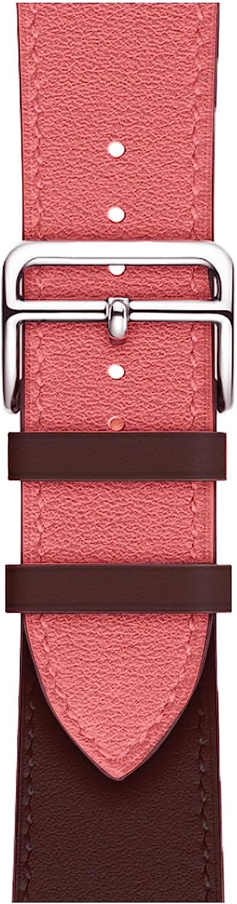 Compatible with Apple Watch Band 42Mm 44Mm 45Mm Women Men, Pierre Case Genuine Leather Sweatproof Classic Replacement Strap Stainless Steel Buckle for Iwatch Series 7/6/SE/5/4/3/2/1 Wine Red Pink  TOKASA   