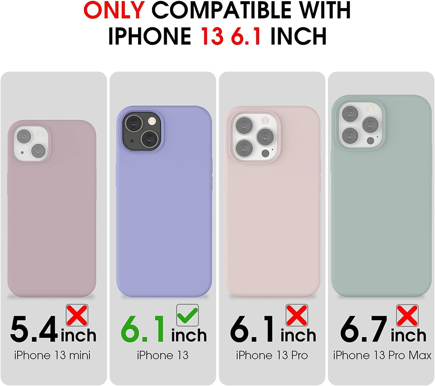 ABITKU Compatible with Iphone 13 Case 2021, Liquid Silicone Soft Gel Rubber Full Coverage Body [With Screen & Camera Protection] Shockproof Drop Phone Case Cover 6.1 Inch (Pink)  ABITKU   