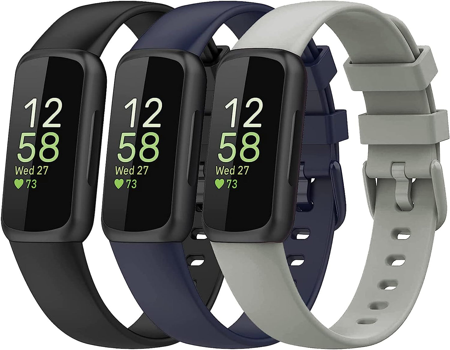 3 Pack Bands for Fitbit Inspire 3,Silicone Fitness Sport Wristbands for Women Men  SENGKOB   