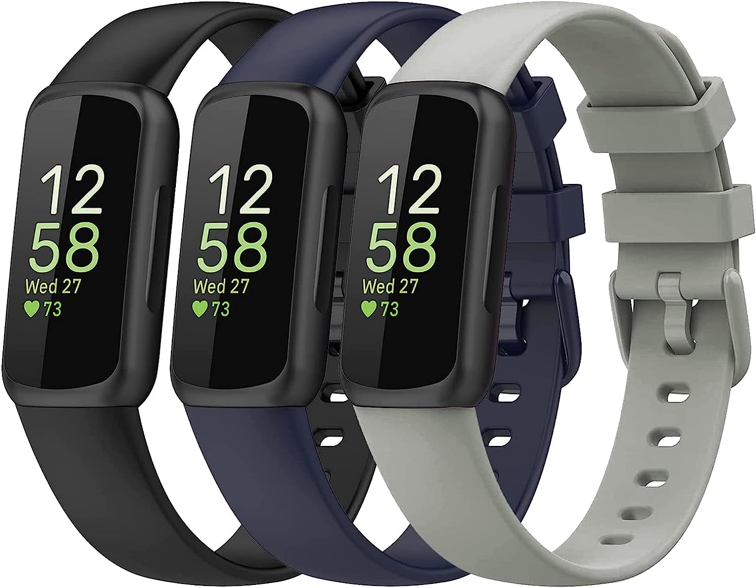 3 Pack Bands for Fitbit Inspire 3,Silicone Fitness Sport Wristbands for Women Men  SENGKOB   