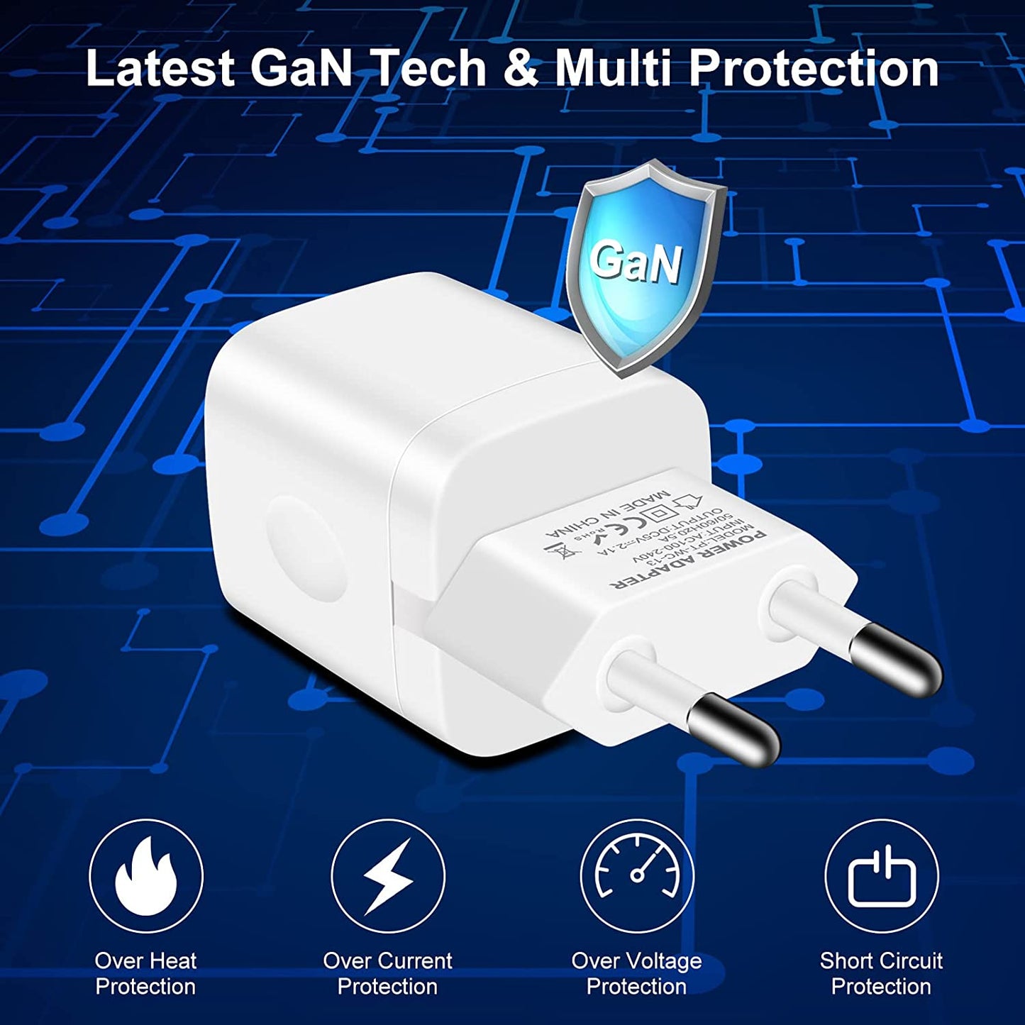 European Travel Plug Adapter Charger for Iphone Samsung Android Phone,International Power Adaptor with 2 Charger Port USB, EU Wall Charging Block Brick Plug in Europe Germany Outlets Power Strip  Shenzhen Putuo Technology Co.,Ltd   