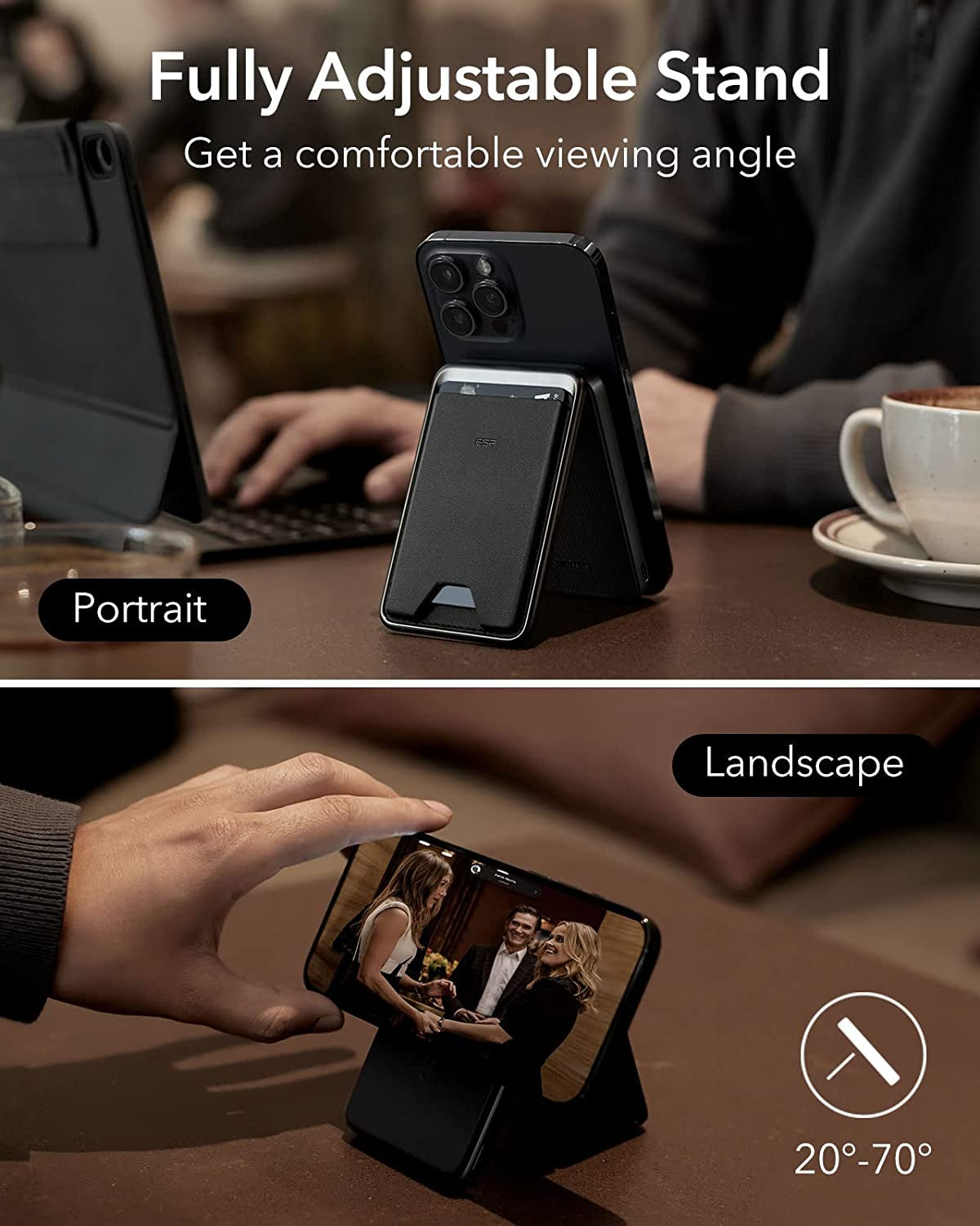 ESR Magsafe Battery Pack (Halolock), 5,000Mah Power Bank Wallet with USB-C Cable, Magsafe Wallet and Adjustable Stand, Magsafe Portable Charger for Iphone 14/13/12 (Except 13/12 Mini), Midnight Black  Electronic Silk Road Corp   