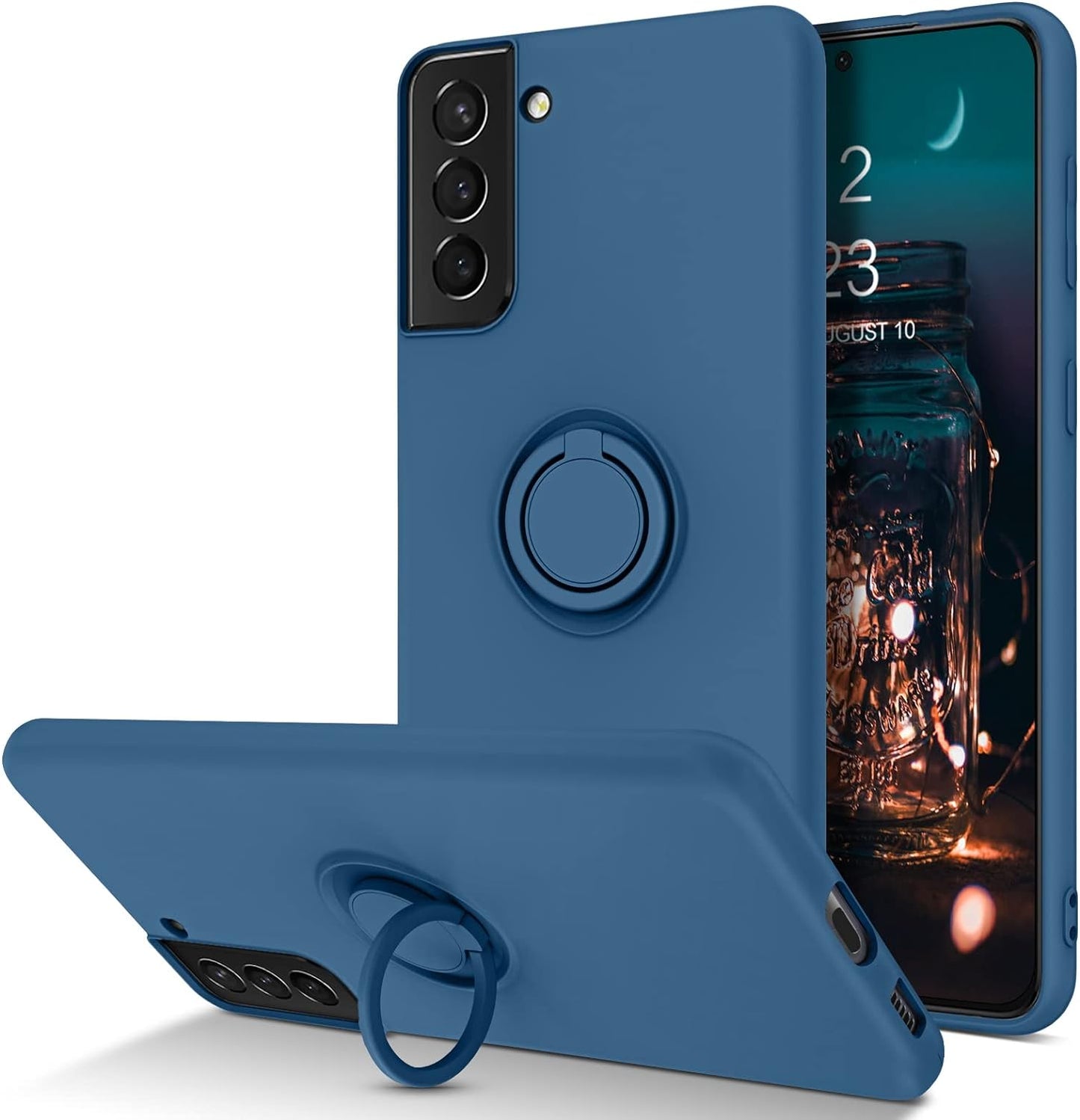 BENTOBEN Compatible with Samsung Galaxy S21 plus Case, Slim Silicone Soft Rubber with 360° Ring Holder Kickstand Car Mount Supported Protective Cases for Samsung Galaxy S21+ plus 6.7", Midnight Green  BENTOBEN V852-Blue  