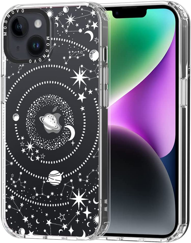 MOSNOVO Compatible with Iphone 14 Case, [Buffertech 6.6 Ft Drop Impact] [Anti Peel off Tech] Clear TPU Bumper Women Girl Phone Case Cover with Cute Cherry Designed for Iphone 14 6.1"  MOSNOVO Milky Way Galaxy  