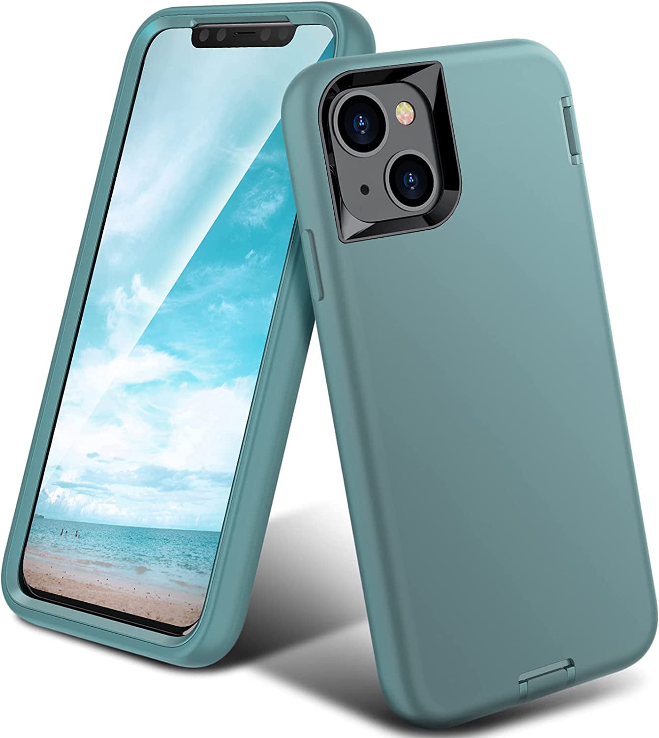 Oribox Case Compatible with Iphone 13, Heavy Duty Shockproof Anti-Fall Clear Case  ORIbox Silicone Green iPhone 13 