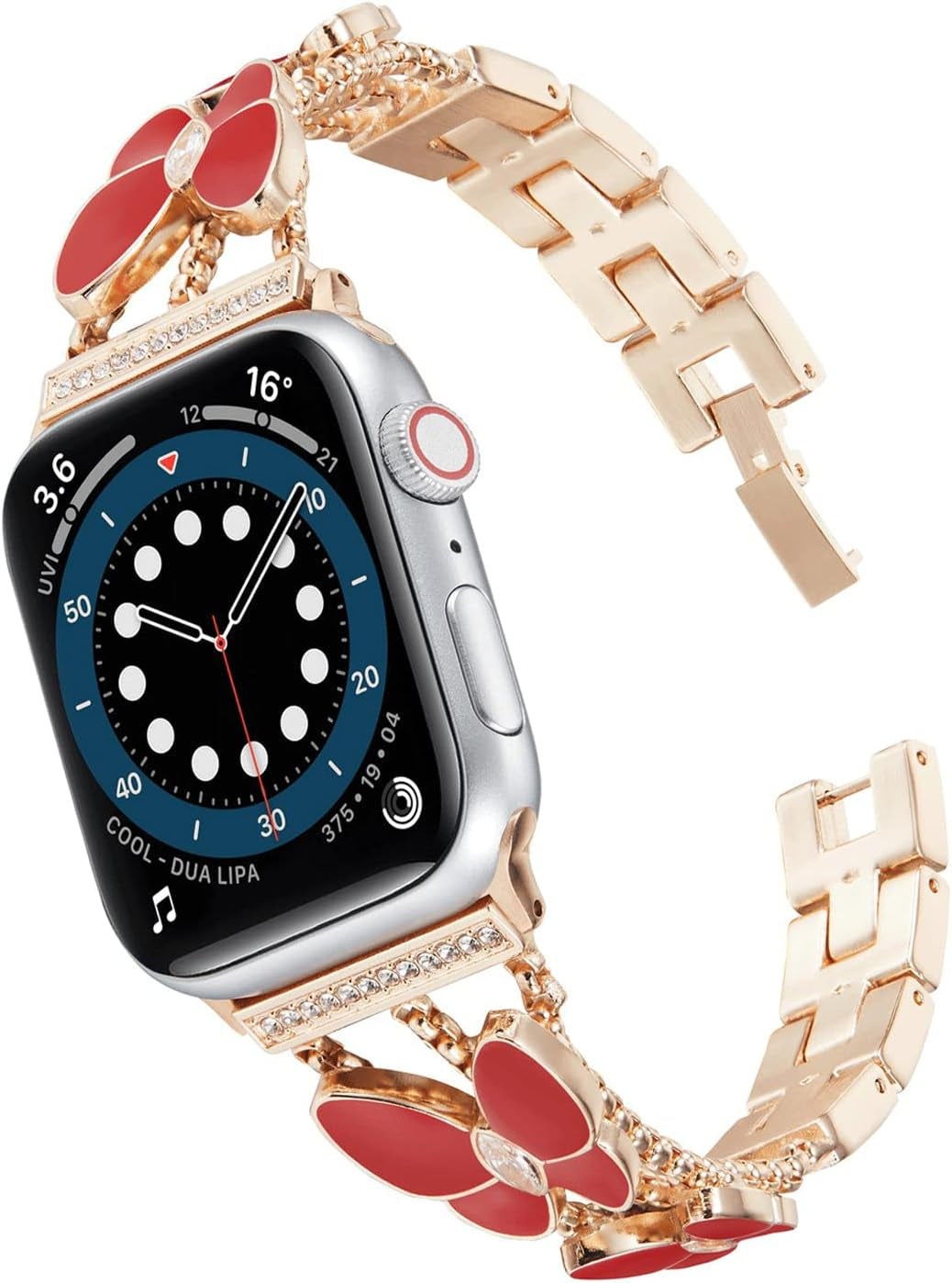 Hi-Yoohere Elegent Stylish Bands Compatible with Apple Watch 38Mm 40Mm 41Mm Chic Butterfly Diamond Rhinestone Metal Wristband Strap for Girls Women Iwatch SE & Series 7/6/5/4/3/2/1  HYHMXB   