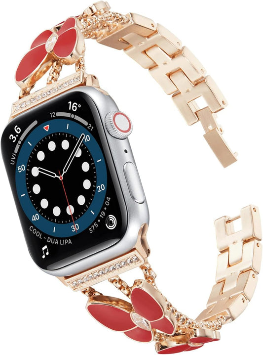 Hi-Yoohere Elegent Stylish Bands Compatible with Apple Watch 38Mm 40Mm 41Mm Chic Butterfly Diamond Rhinestone Metal Wristband Strap for Girls Women Iwatch SE & Series 7/6/5/4/3/2/1  HYHMXB   