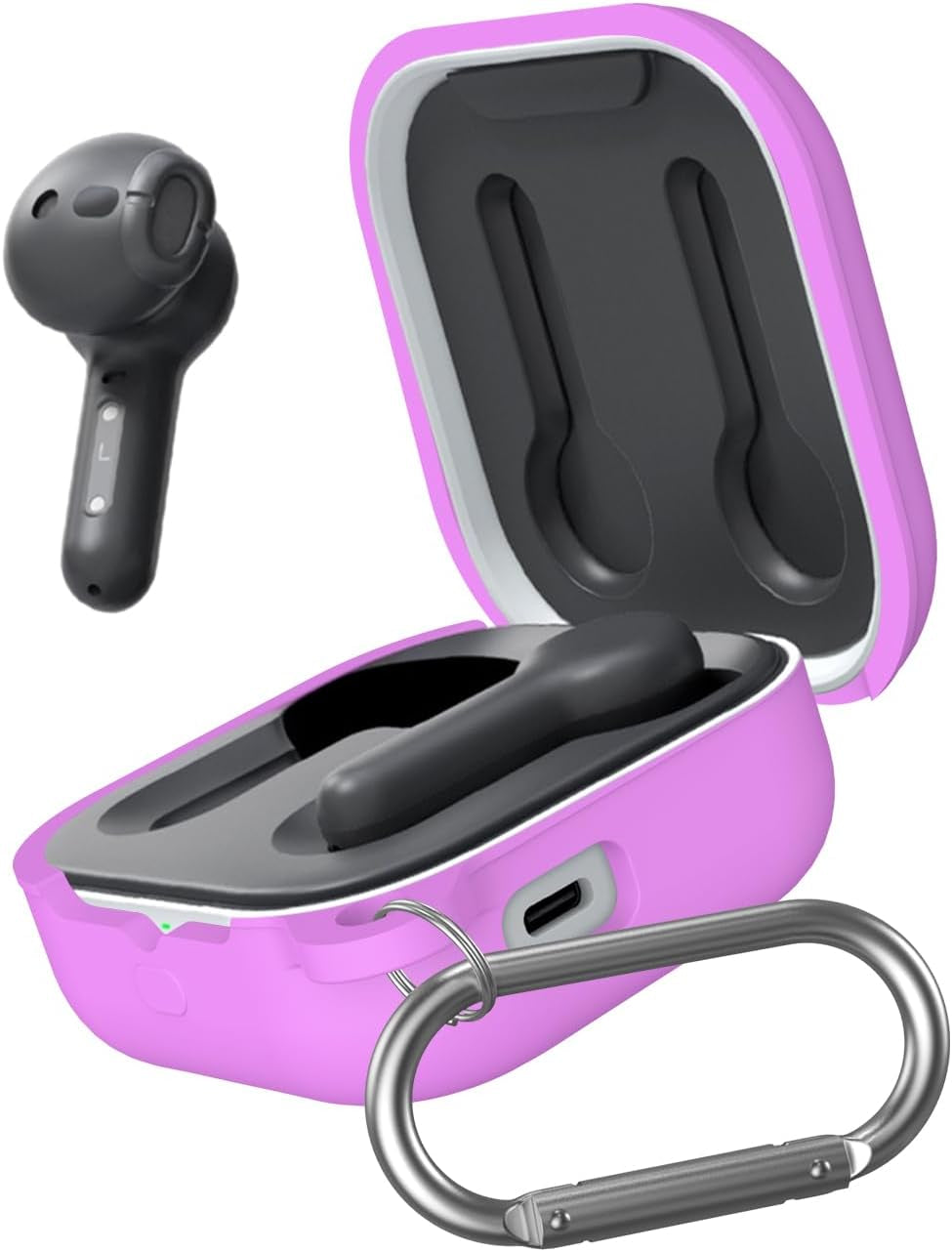 Alquar for All-New Echo Buds(2023 Release) Case Cover, Soft Silicone Protective Scratch Shock Resistant Cover ONLY Compatible with All-New Echo Buds Charging Case with Carabiner(Apricot)  Alquar Purple  