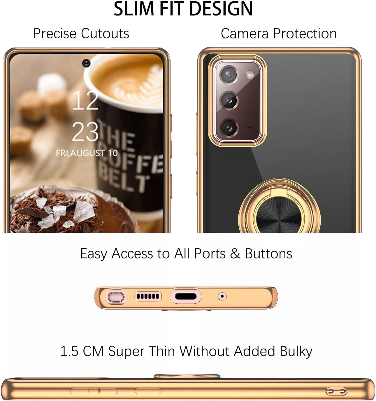 DUEDUE for Samsung Galaxy Note 20 Case with Ring Holder Kickstand 360 Degree Rotation Magnetic Car Finger Soft TPU Slim Cover Shockproof Protective Phone Case for Samsung Note 20 6.7", Black  DUEDUE   