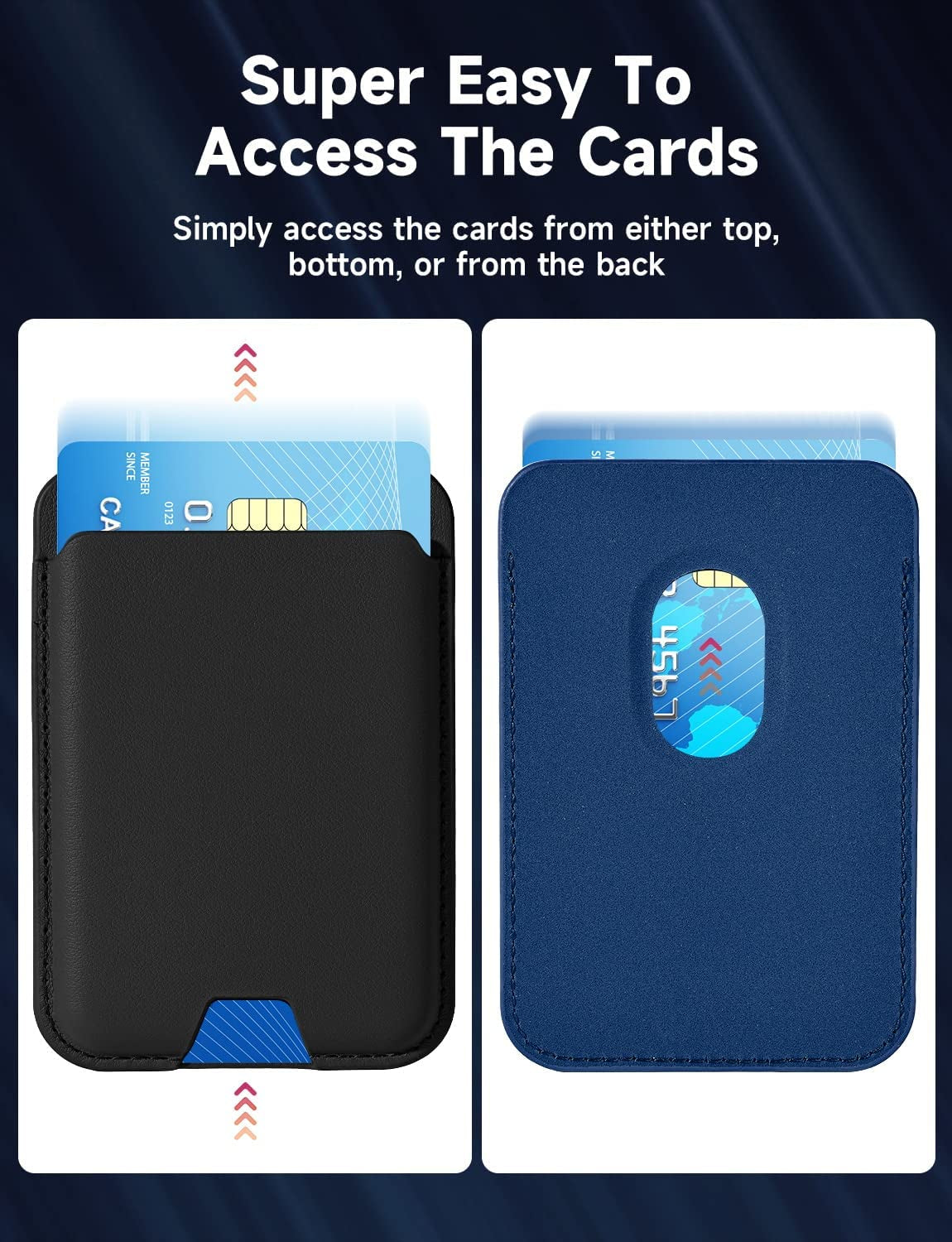 Kimguard [2 Pack Magnetic Card Wallet Holder with Mag-Safe for Iphone 14 Pro Max/14 Plus/14 Pro/14, for Iphone 13 Pro Max/13 Pro/13/13 Mini, for Iphone 12/12 Pro/12 Max/12 Mini, Black & Blue  Kimguard   