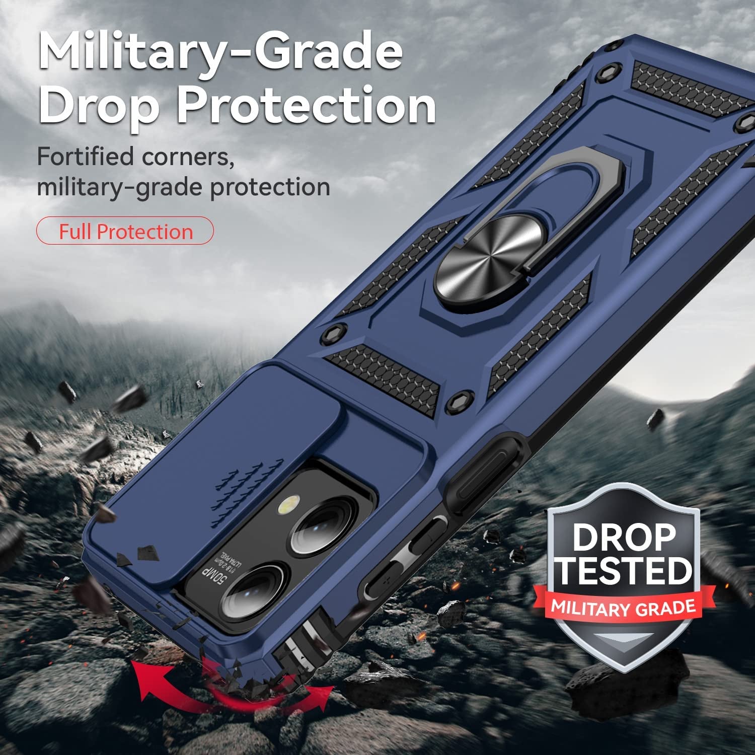 Sunstory for Motorola Moto G Stylus 5G 2023 Case with Tempered Glass Screen Protector & Slide Camera Cover & Kickstand, [Military-Grade] Phone Case for Moto G Stylus 5G 2023 (Blue)  SunStory   