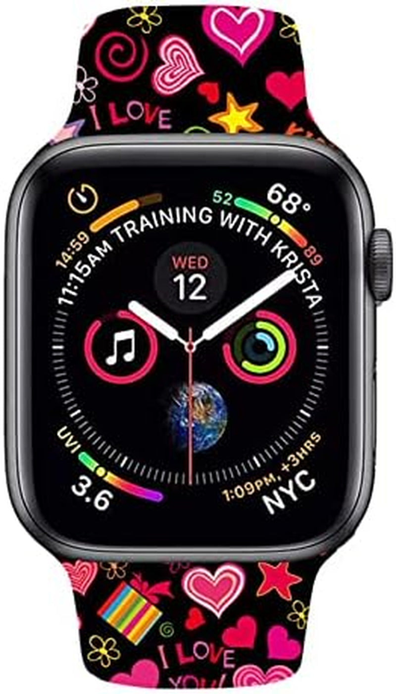 Valentine'S Day Gifts Sport Watch Band Compatible with Apple Watch 38Mm 40Mm 41Mm 42Mm 44Mm 45Mm for Women Men,Adjustable Replaceable Soft Silicone Smartwatch Straps for Iwatch Series SE 7 6 5 4 3 2 1  OHGOEHO   