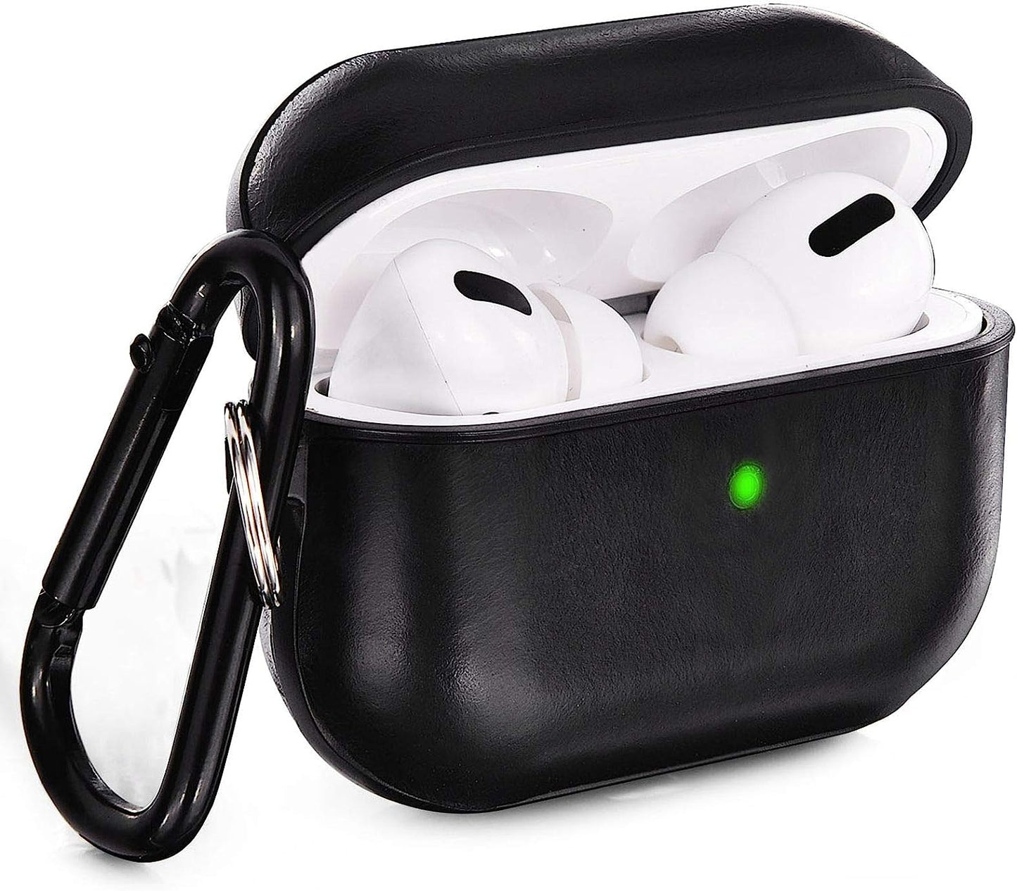 V-Moro Compatible with Airpods Pro Case Leather, Genuine Leather Airpod Pro Case for Airpods Pro [Front LED Visible] Protective Cover Skin Brown Men Women  V-MORO Black Airpods pro(2019) 